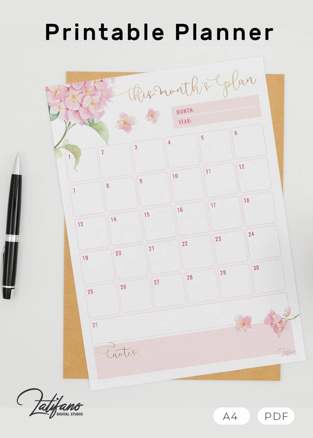 printable planner with flowers