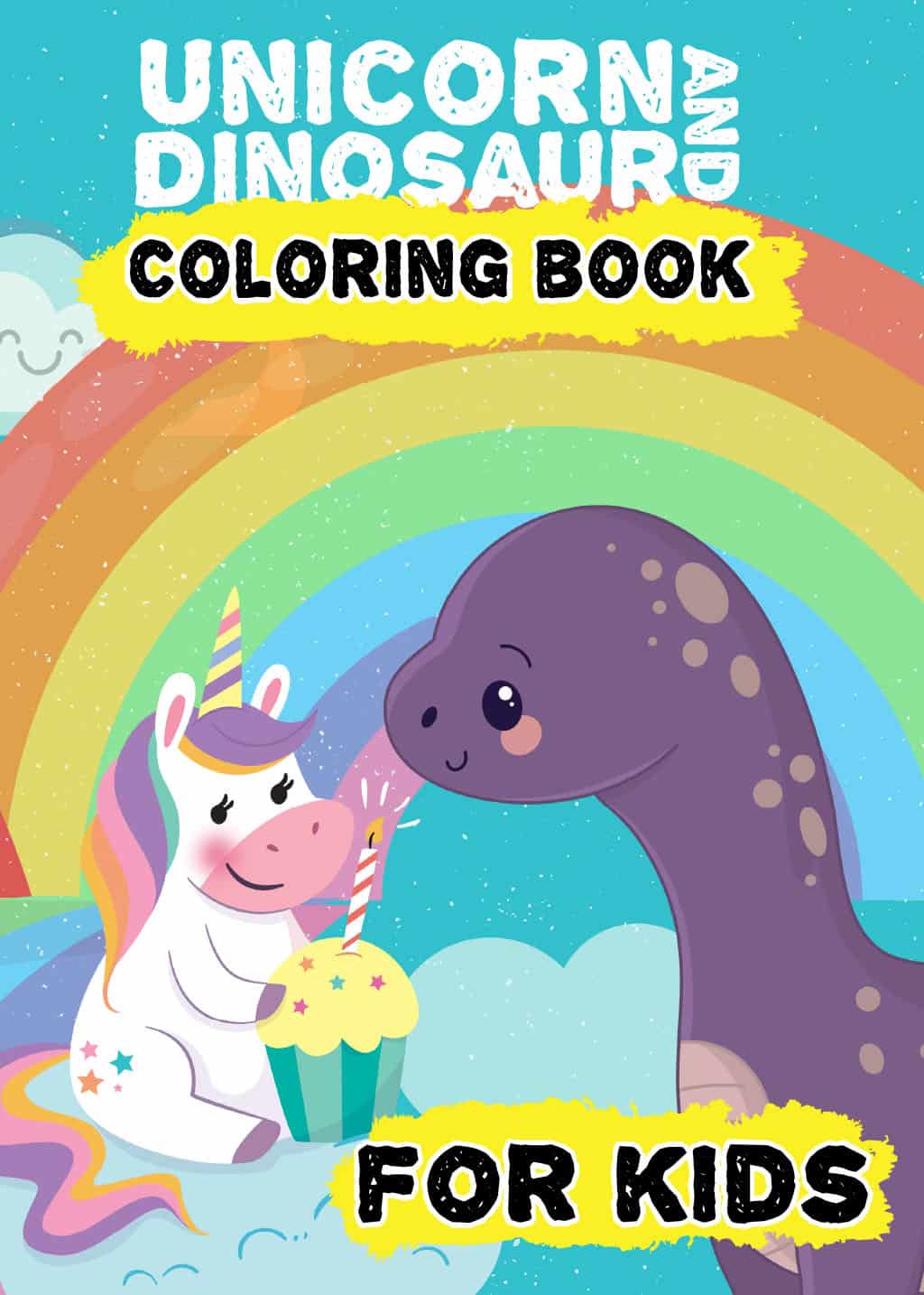 A Coloring Book for Kids contains funny Unicorn and Dino pages for coloring