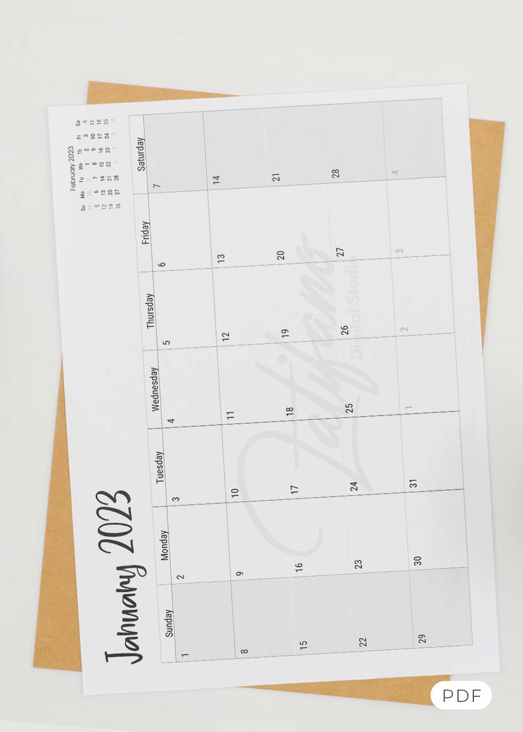 Blank January 2023 Calendar