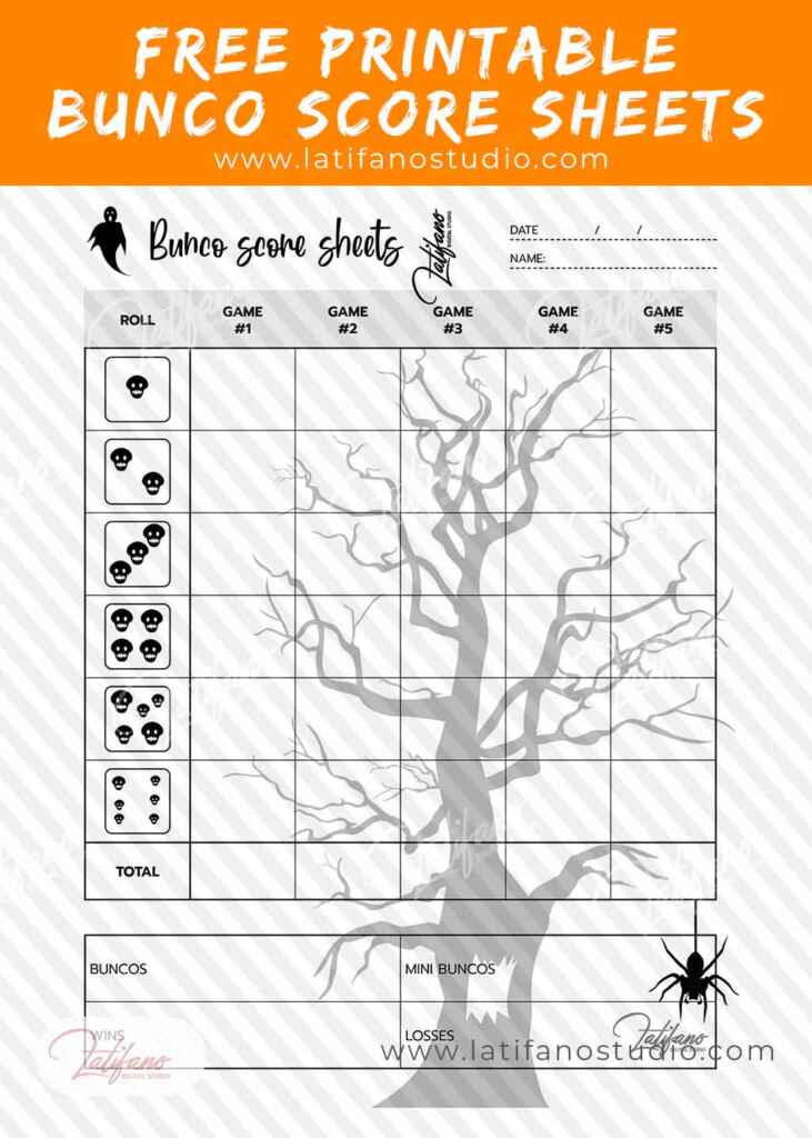 Free printable bunco score sheets halloween