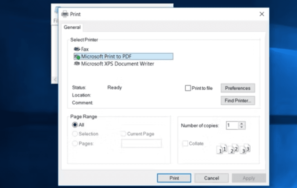 How to print pdf file from Windows 10