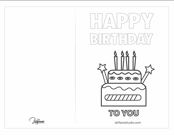 Free Printable coloring birthday card - Free Printables coloring pages ...