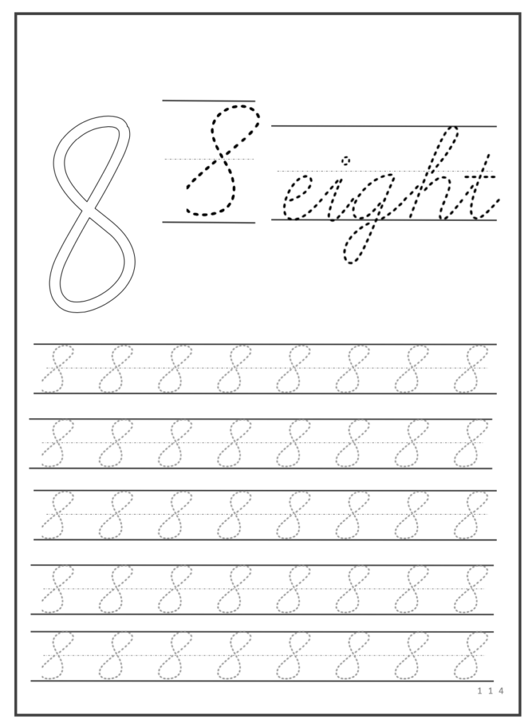 Number and alphabet Cursive Writing