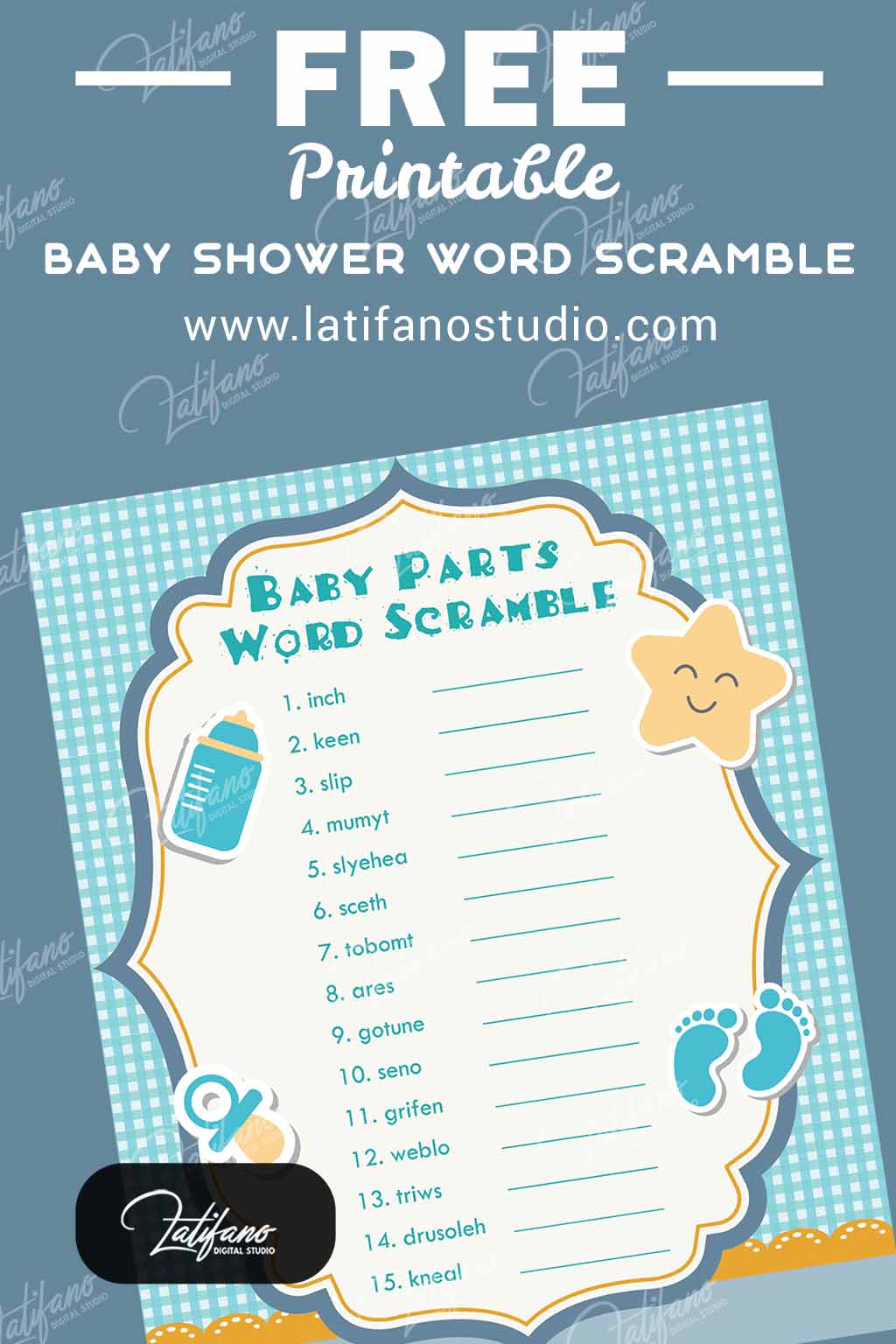 free printable baby shower word scramble with answer key