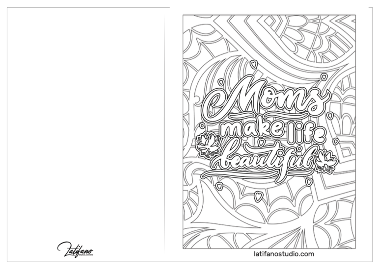 Free Printable mothers day cards to color - Coloring cards