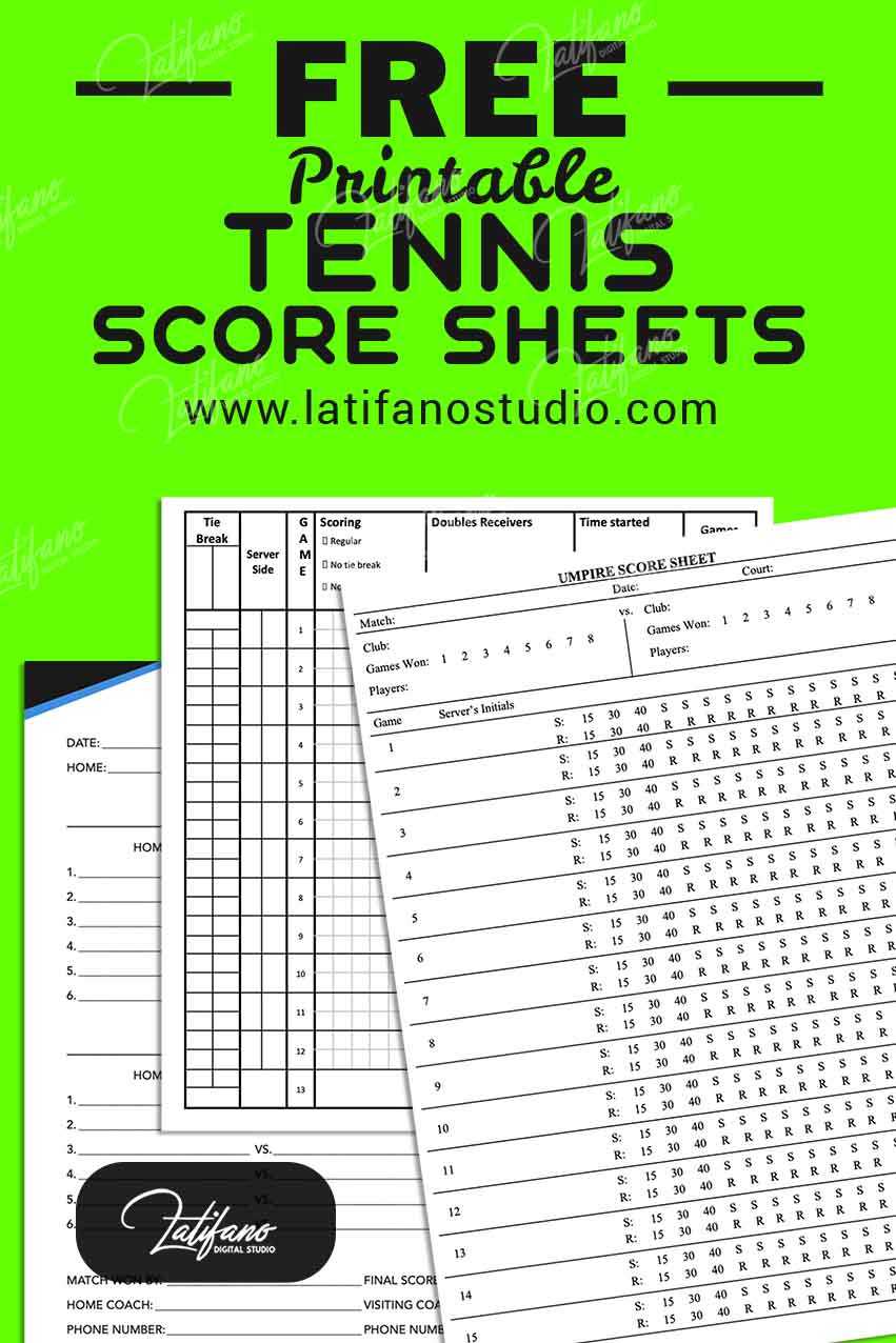 free printable tennis score sheets pdf