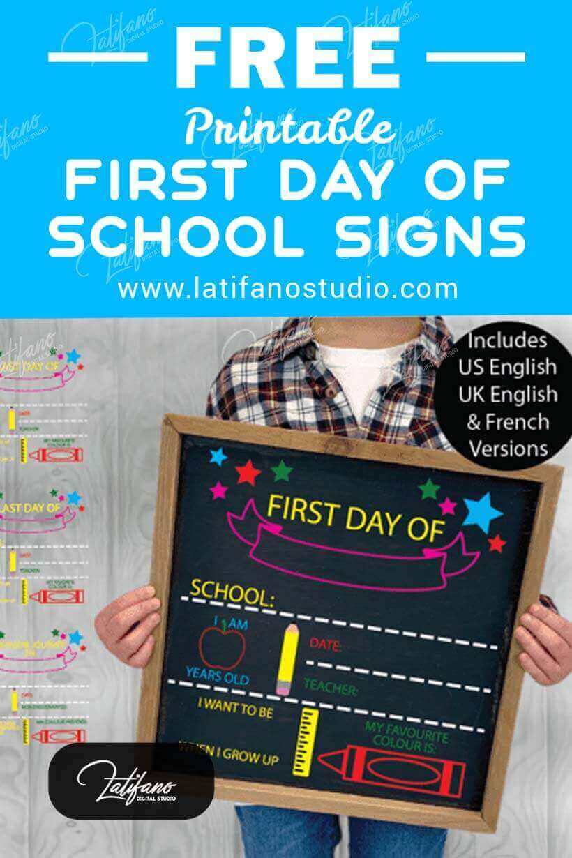 first day of school signs free printable