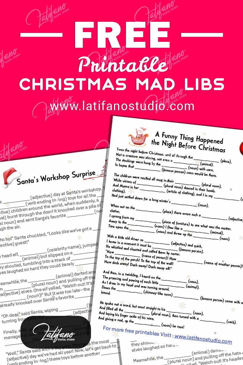 Free Christmas mad libs printable​ for family and holidays