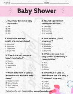Baby shower trivia game printable - Free Printable Triva