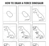 How to Draw a Fierce Dinosaur Printable - Free download